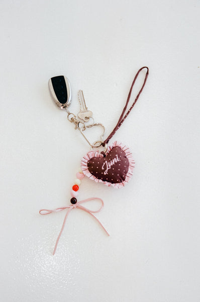 Juni Heart Bag Charm Cocoa Spot