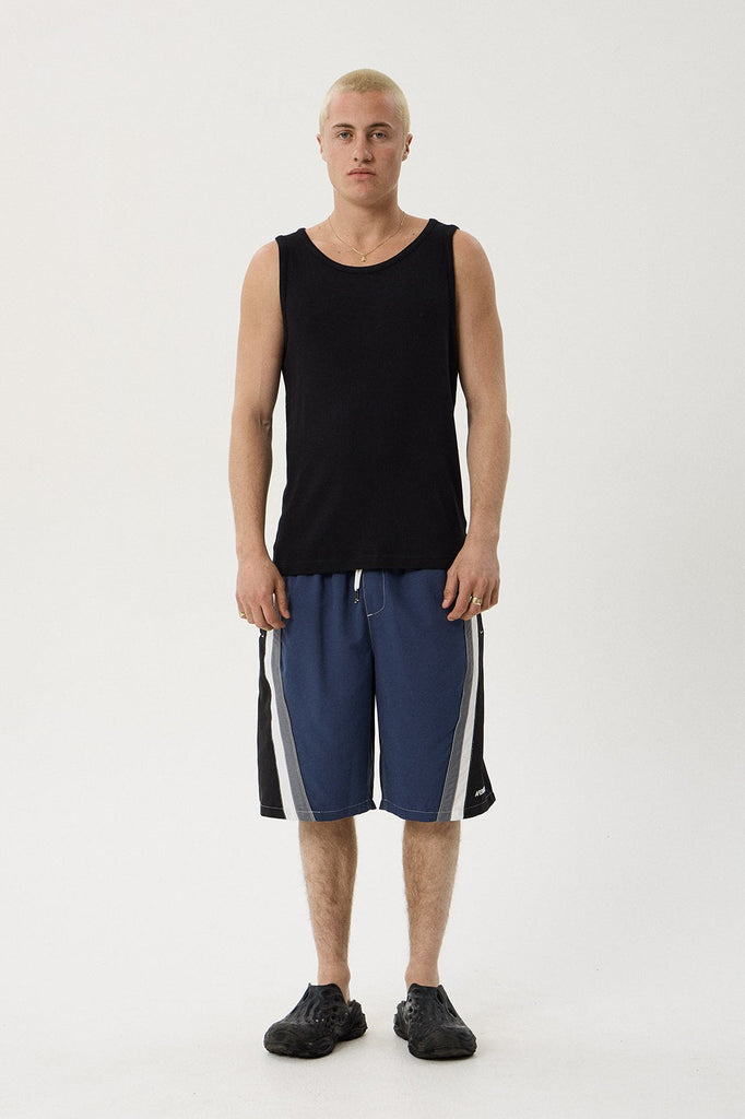 AFENDS TALLOWS SWIM SHORT 22" - BLACK/BLUE