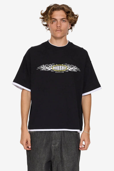 WORSHIP SUPPLIES Tropic Reign Box Crop Layer Tee - Black