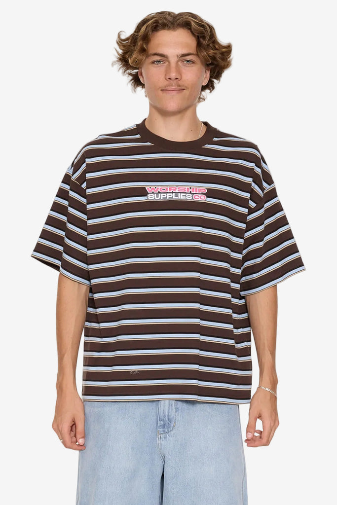 Globo Stripe Box Crop Tee - Ganache Stripe