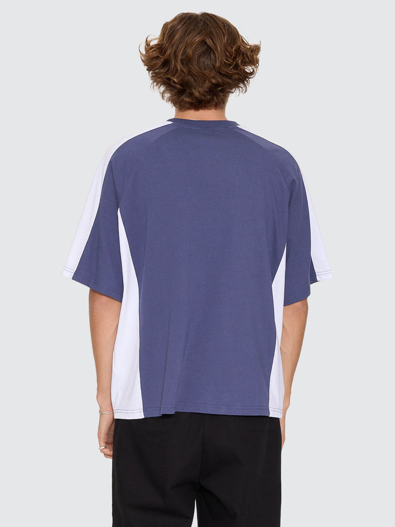 Line Stepper Box Crop Raglan Tee - Crown Blue