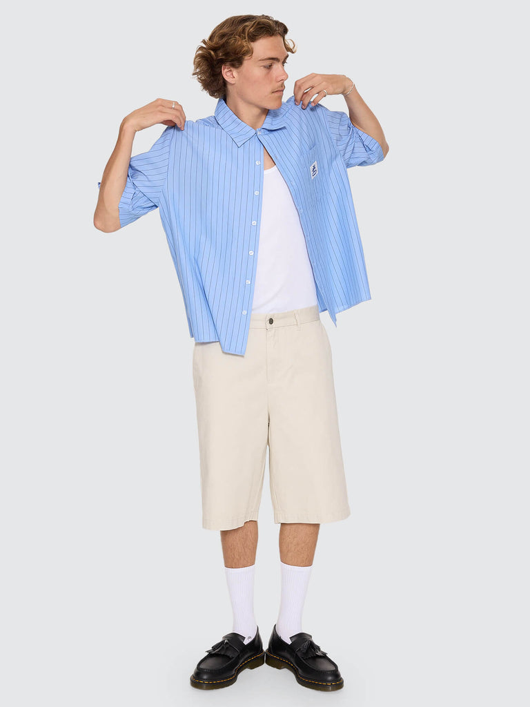 Worship Supplies Shadow Cherub Box Crop Short Sleeve Shirt - Dream Blue Stripe
