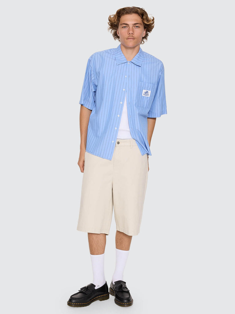 Worship Supplies Shadow Cherub Box Crop Short Sleeve Shirt - Dream Blue Stripe
