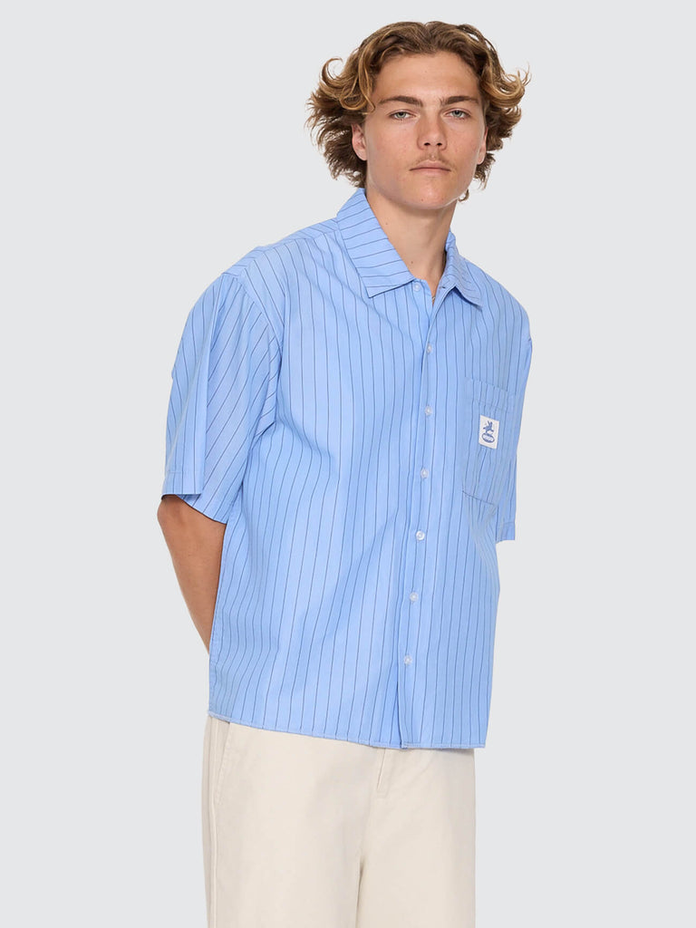 Worship Supplies Shadow Cherub Box Crop Short Sleeve Shirt - Dream Blue Stripe