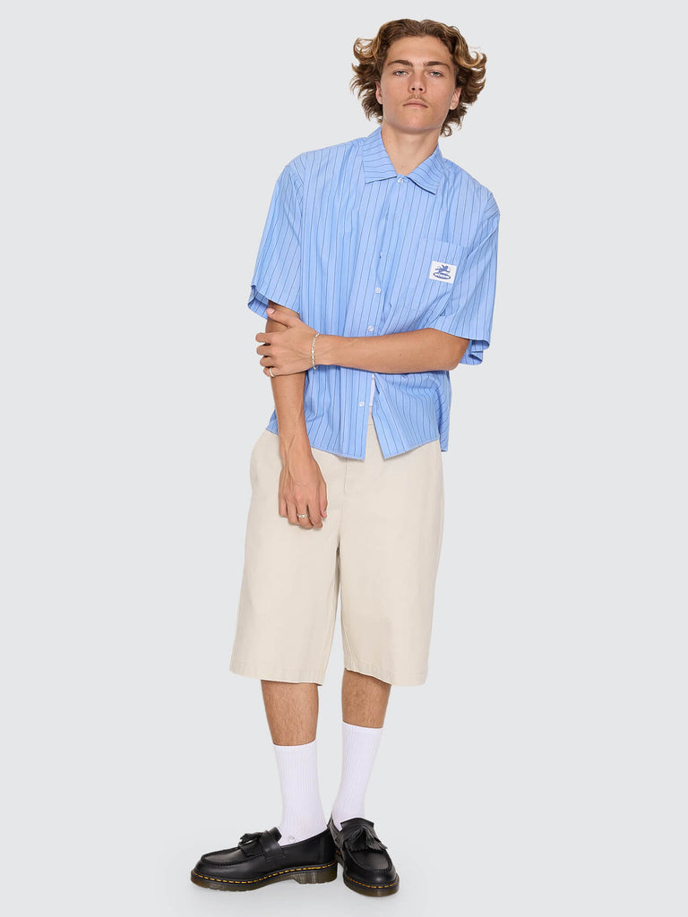 Worship Supplies Shadow Cherub Box Crop Short Sleeve Shirt - Dream Blue Stripe
