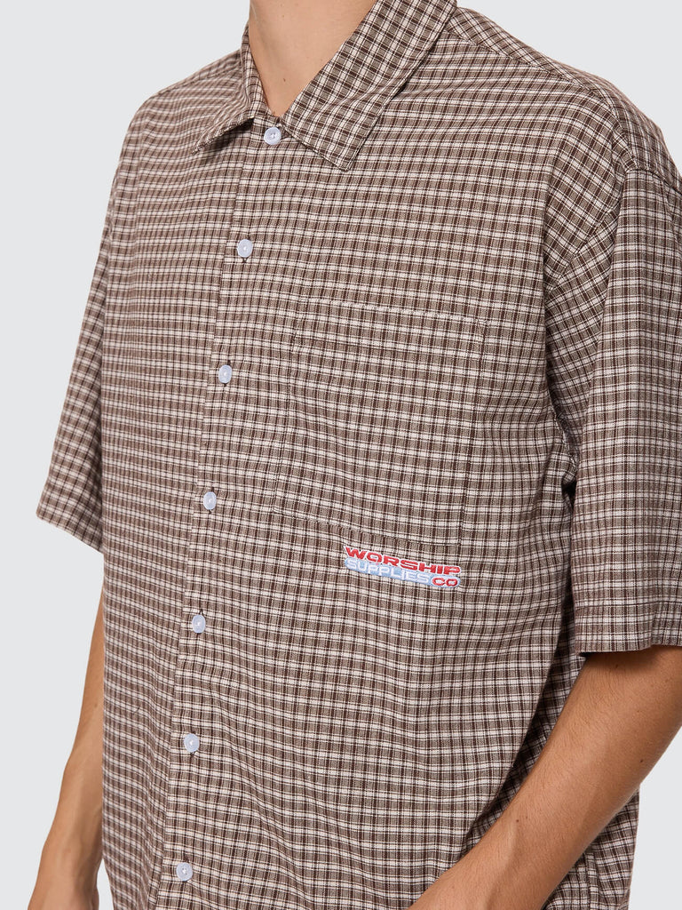 Worship Supplies Globo Box Crop Short Sleeve Shirt - Brown