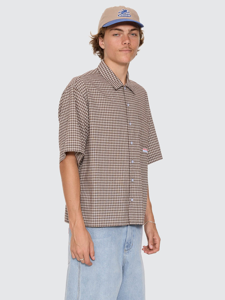 Worship Supplies Globo Box Crop Short Sleeve Shirt - Brown