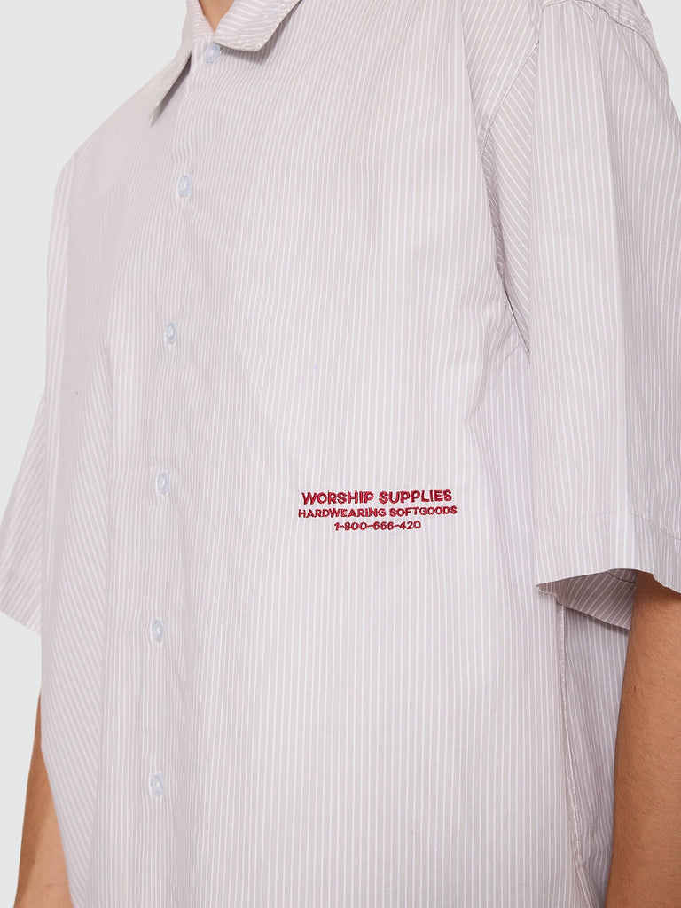 Worship Supplies Data Point Box Crop Short Sleeve Shirt - Vapour Grey