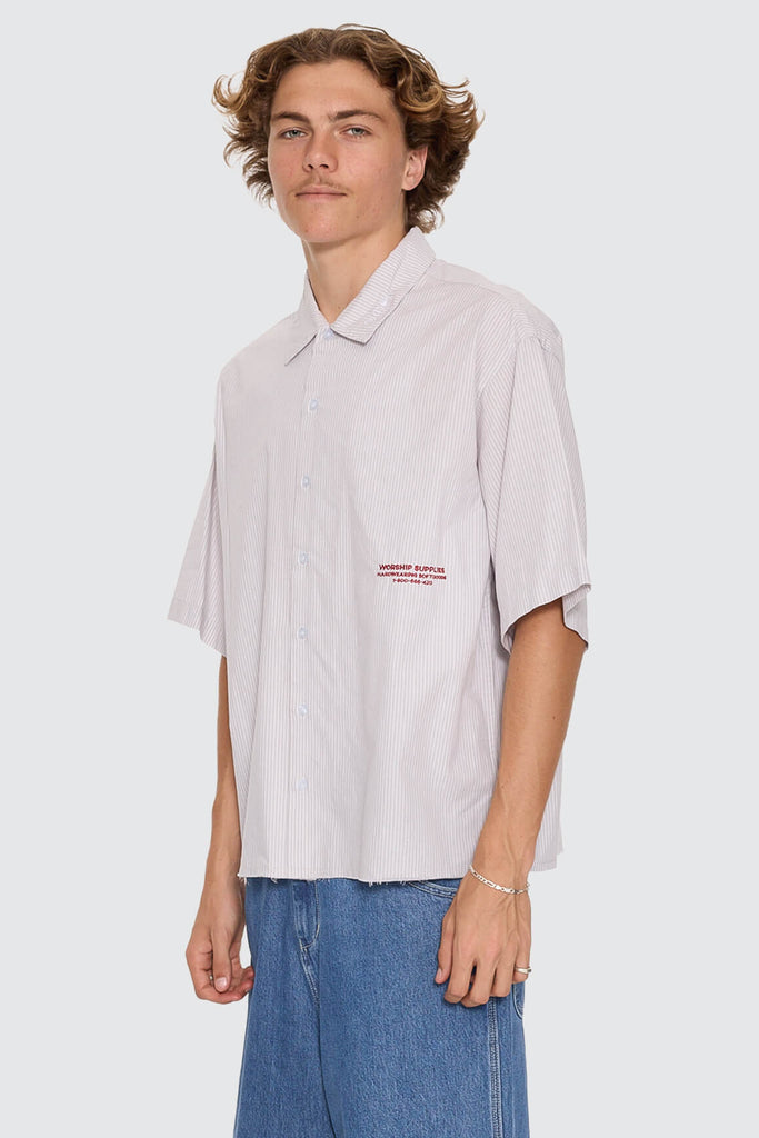 Worship Supplies Data Point Box Crop Short Sleeve Shirt - Vapour Grey