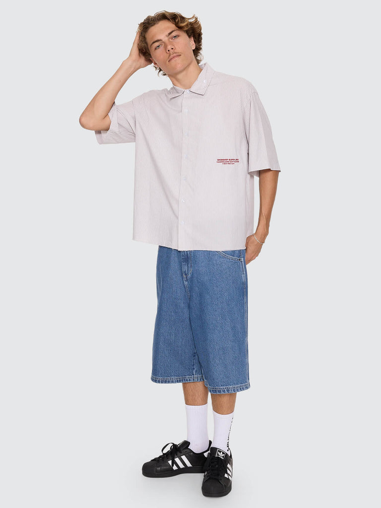 Worship Supplies Data Point Box Crop Short Sleeve Shirt - Vapour Grey