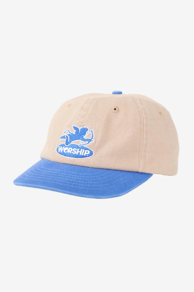 Worship Supplies Shadow Cherub 6 Panel Short Brim Hat - Blue/Tan