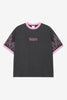 Billy Bones Club Flamed Steeze Ringer Tee - Washed Black/Pink