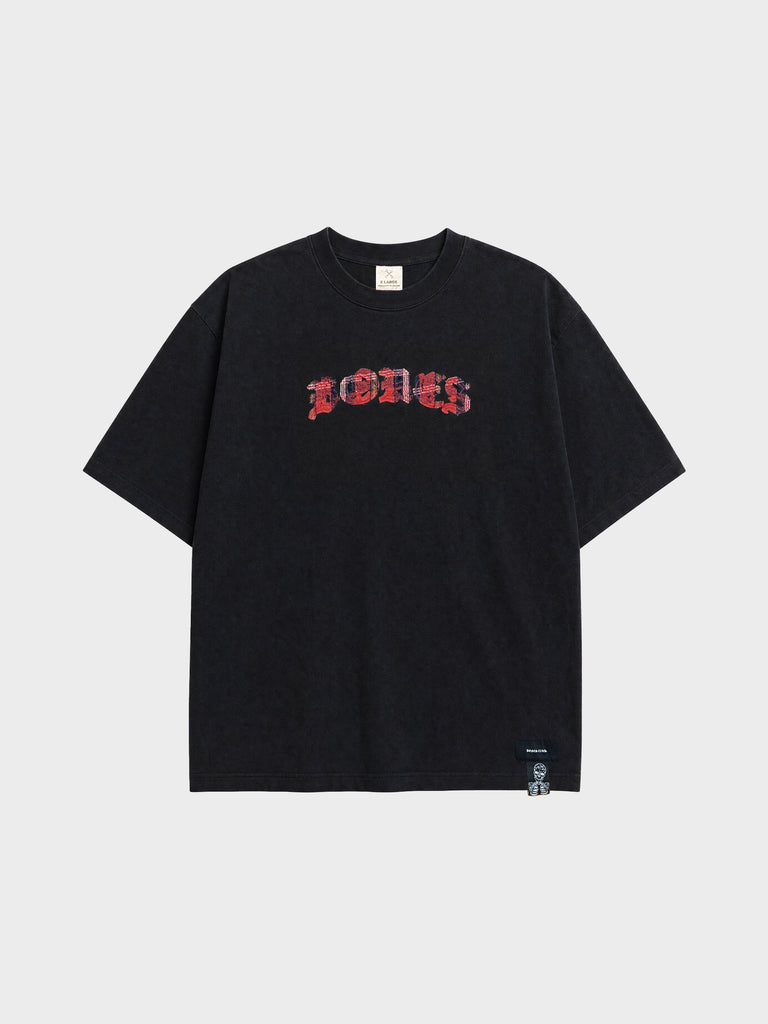 Billy Bones Club Plaid Bones Logo Tee - Washed Black detail