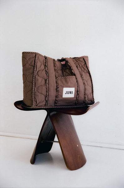 Juni The Everything Bag Cocoa Pinstripe