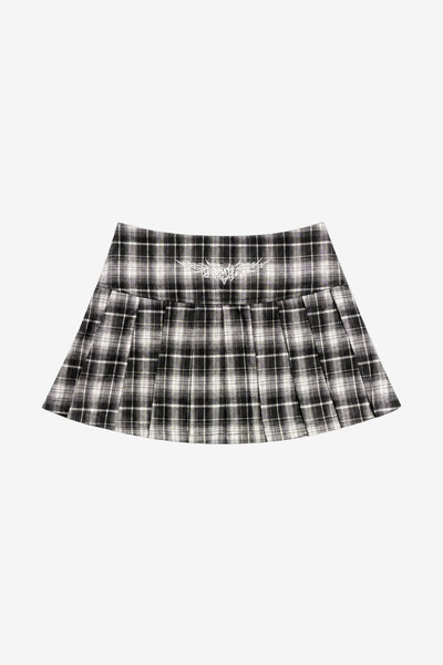 Billy Bones Club Tramp Stamp Skirt - Black/White Plaid