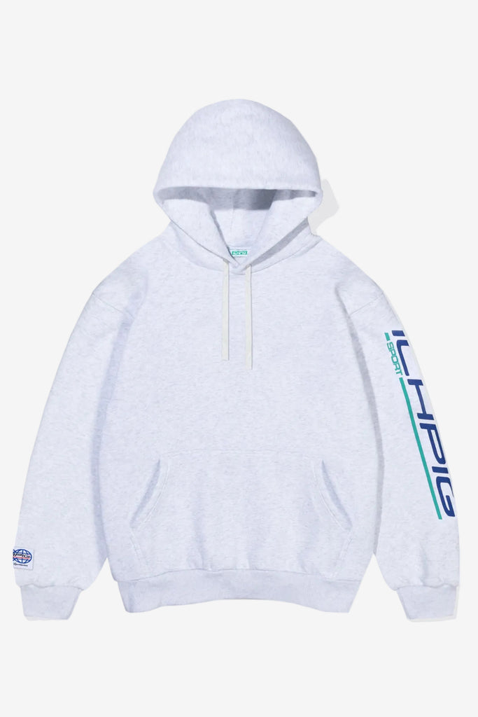 ICHPIG SPORTS PULLCORD HOOD - WHITE MARLE/INK