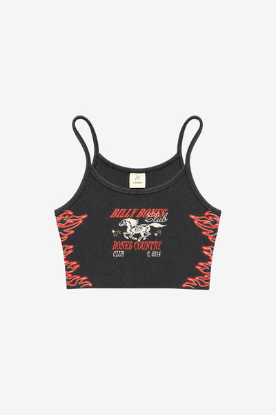 Billy Bones Club Flamed Rider Rib Crop - Vintage Black