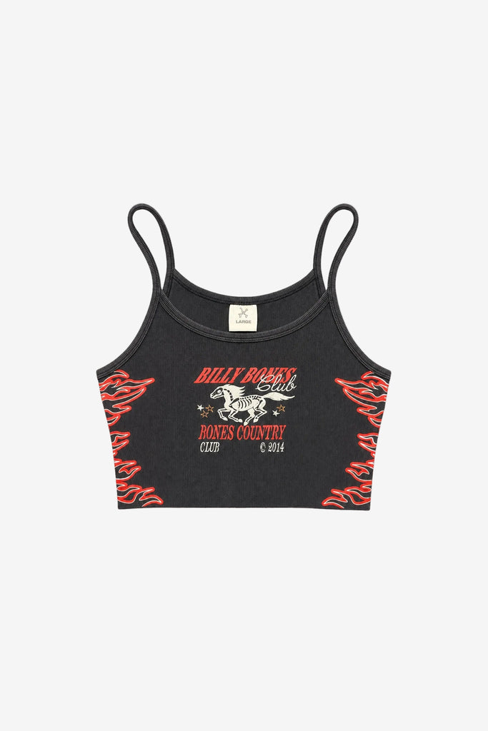 Billy Bones Club Flamed Rider Rib Crop - Vintage Black