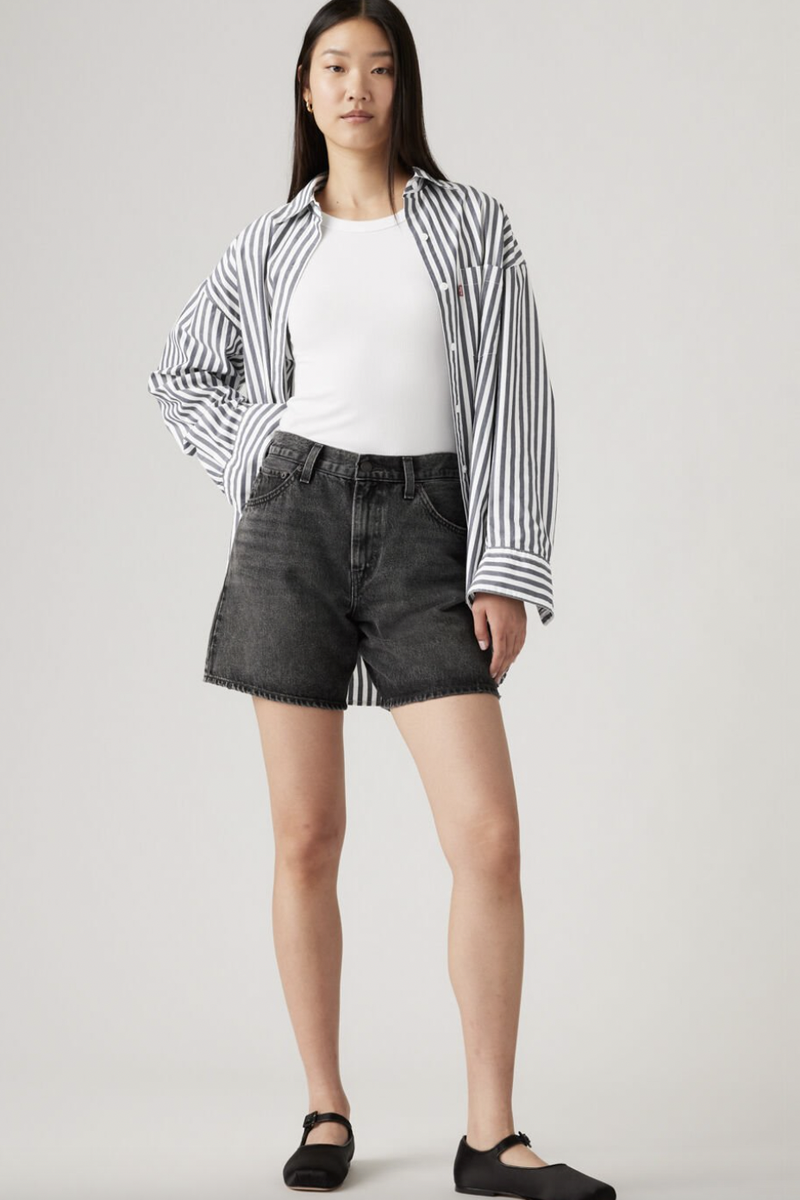 LEVI'S HIGH RISE BAGGY SHORTS WHERE'S MY PHONE BLACK