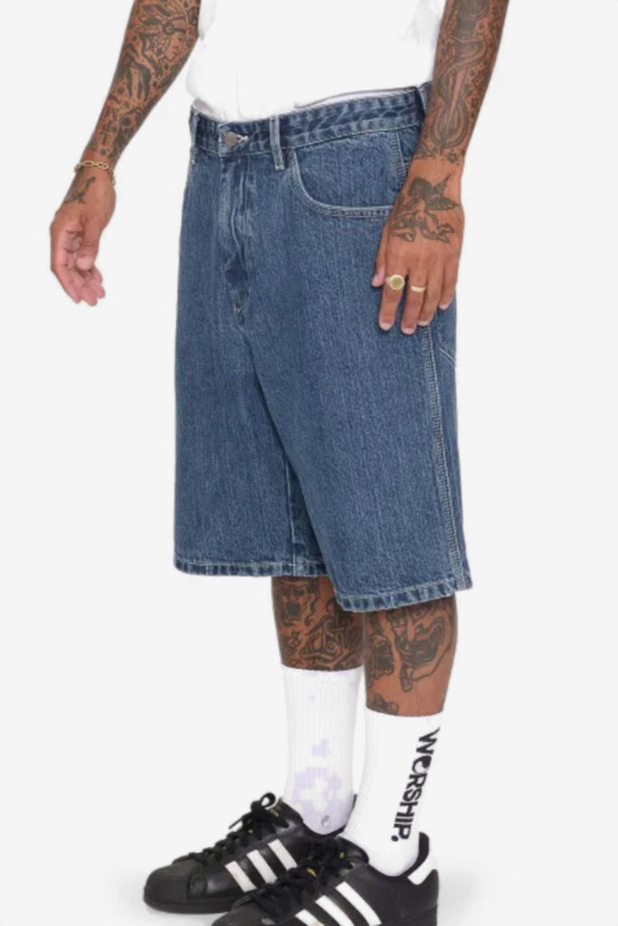 WORSHIP SUPPLIES BIG DAWG JEAN SHORT - STREAKER BLUE