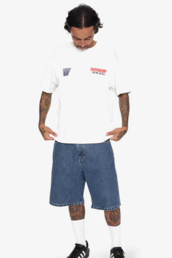 WORSHIP SUPPLIES BIG DAWG JEAN SHORT - STREAKER BLUE