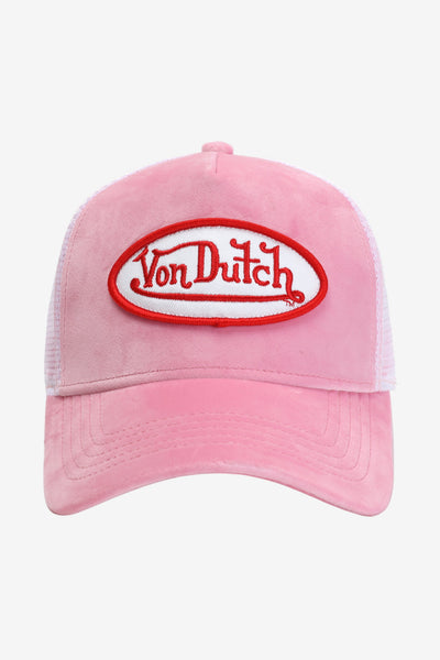 Von Dutch Patch Twill Trucker Hat - Pink Velvet, side view