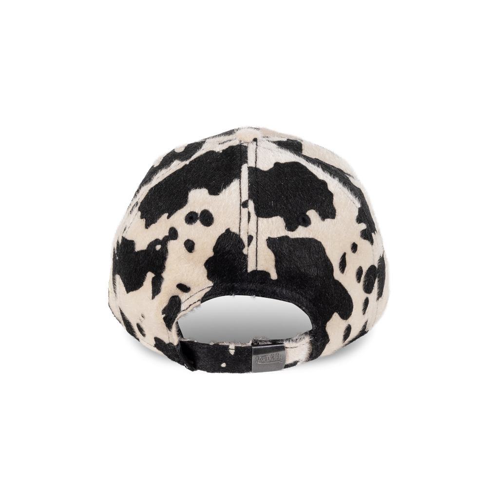 Von Dutch Animal Print Dad Cap in Beige/Black - close up of embroidered patch