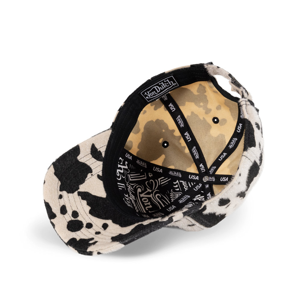 Von Dutch Animal Print Dad Cap in Beige/Black - product on white background