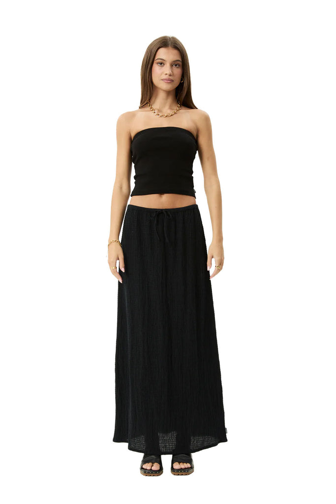 AFENDS Focus Seersucker Maxi Skirt - Black