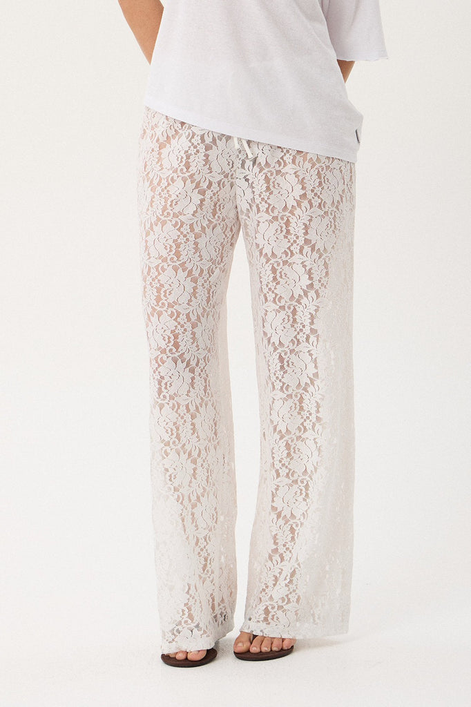 AFENDS JONES - LACE PANT - WHITE