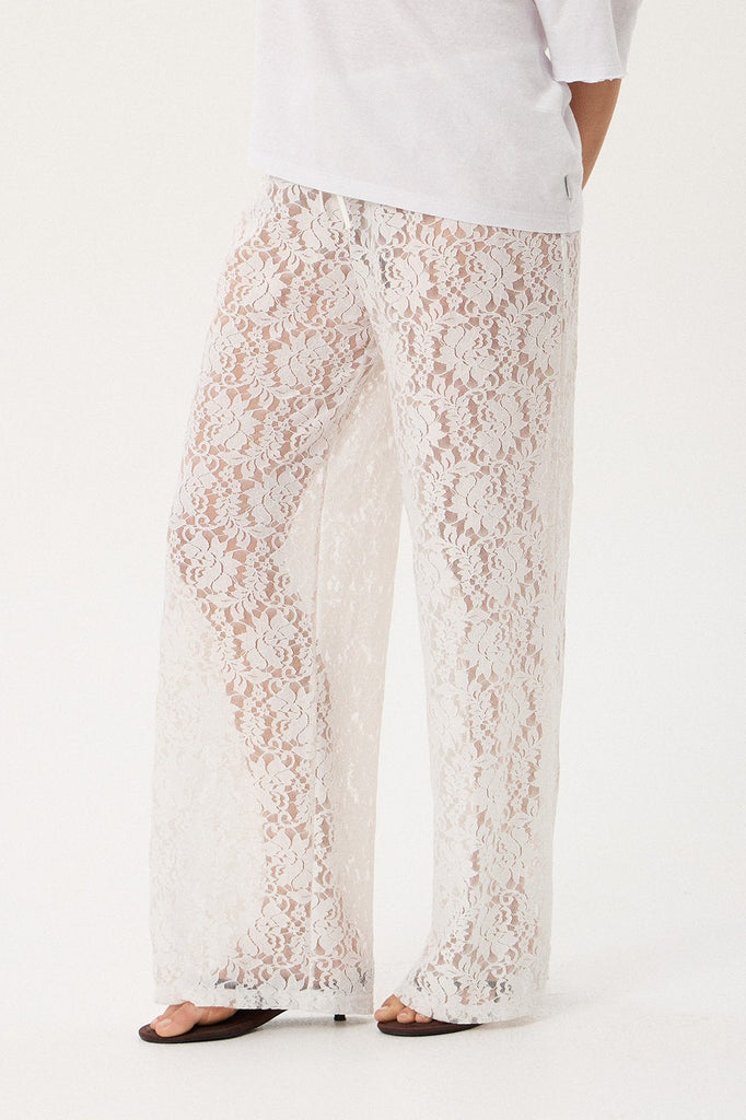 AFENDS JONES - LACE PANT - WHITE