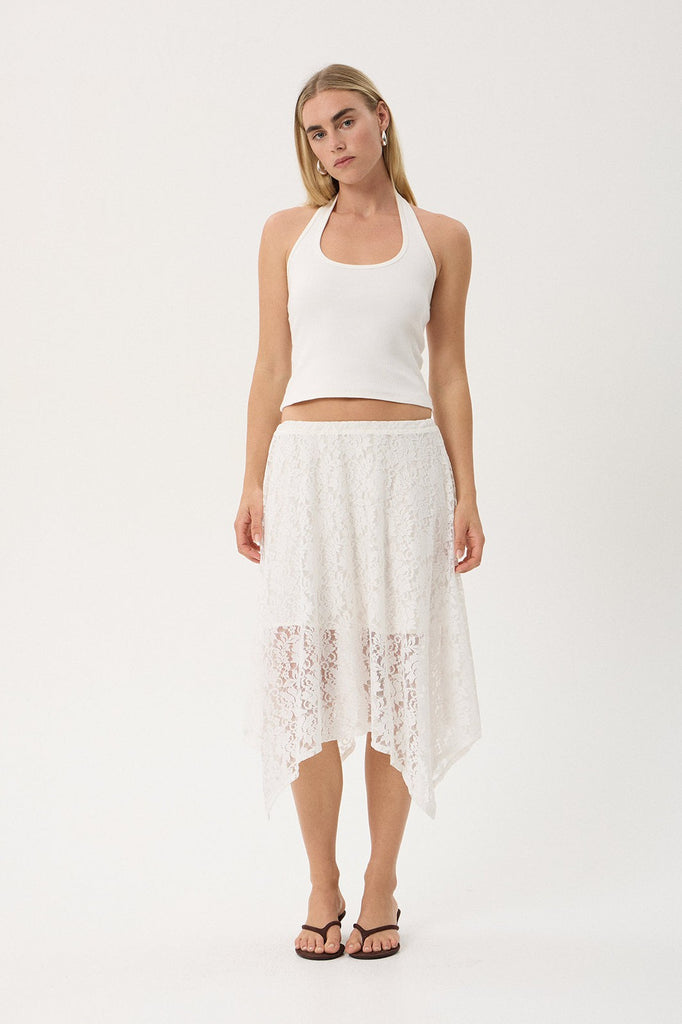 AFENDS NATALIA - LACE HANDKERCHIEF SKIRT - WHITE