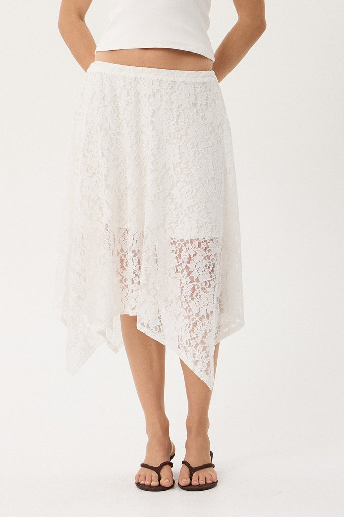 AFENDS NATALIA - LACE HANDKERCHIEF SKIRT - WHITE