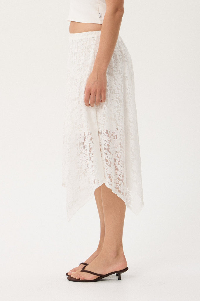 AFENDS NATALIA - LACE HANDKERCHIEF SKIRT - WHITE
