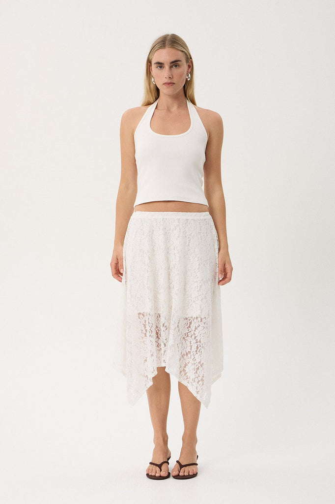 AFENDS NATALIA - LACE HANDKERCHIEF SKIRT - WHITE