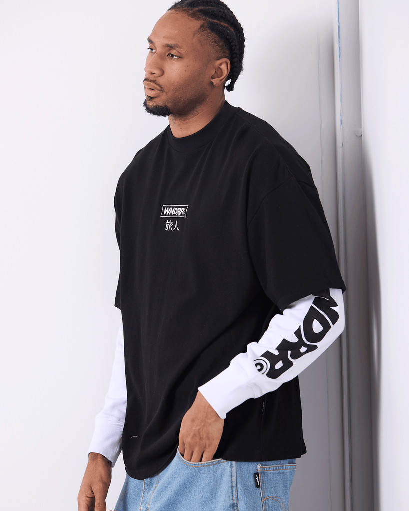WNDRR SHODO LAYERED L/S TEE - BLACK