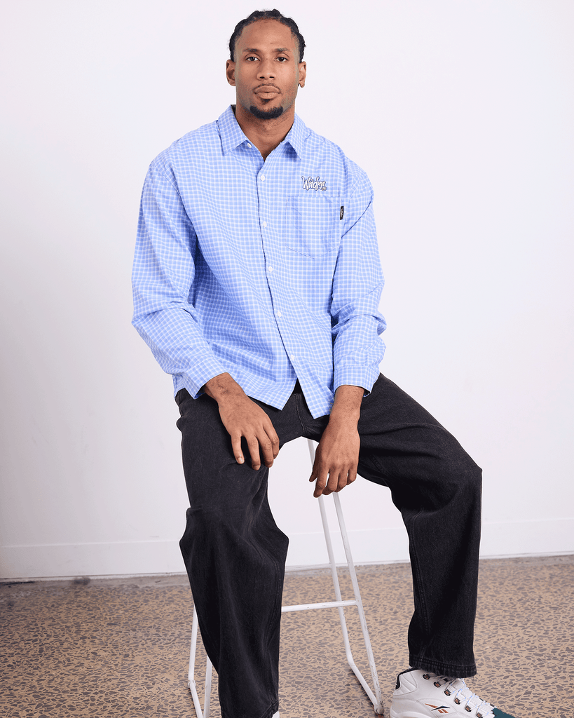 WNDRR Return Check S/S Shirt Blue White detail (placeholder)