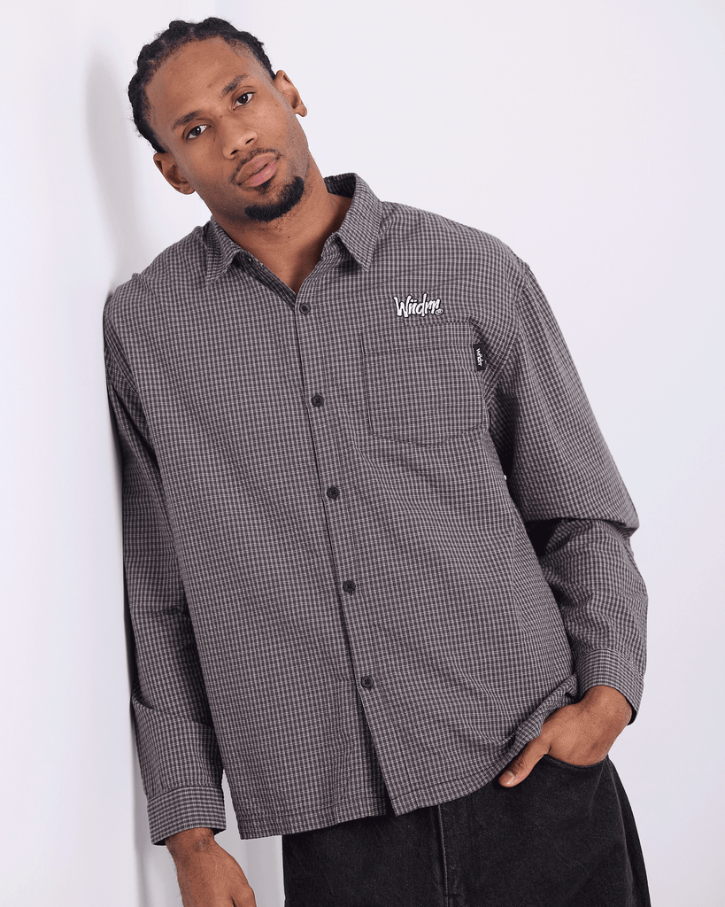 WNDRR Return Check S/S Shirt Black Brown detail (placeholder)
