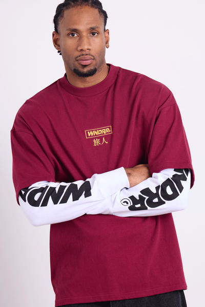 WNDRR SHODO LAYERED L/S TEE - BLOOD RED
