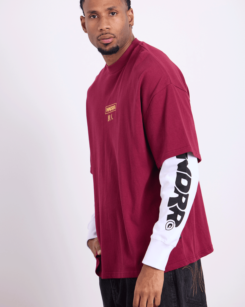WNDRR SHODO LAYERED L/S TEE - BLOOD RED
