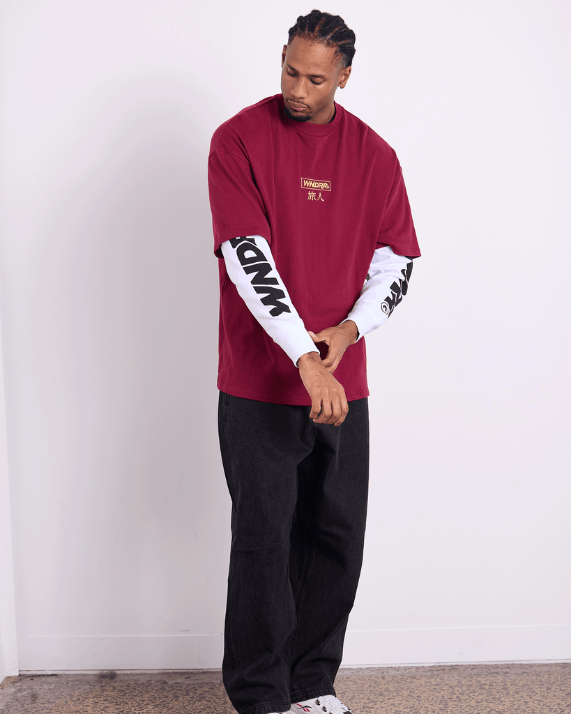 WNDRR SHODO LAYERED L/S TEE - BLOOD RED