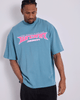 WNDRR Pulse Heavy Weight Tee Dusk Blue on model