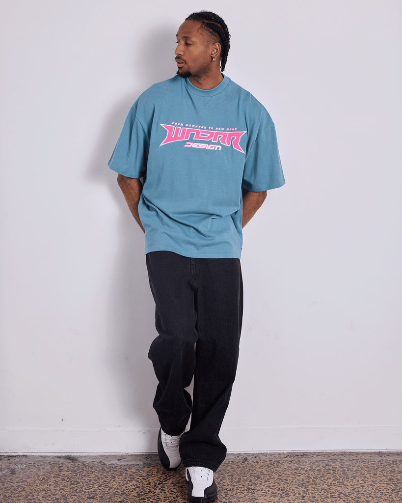 WNDRR Pulse Heavy Weight Tee Dusk Blue detail