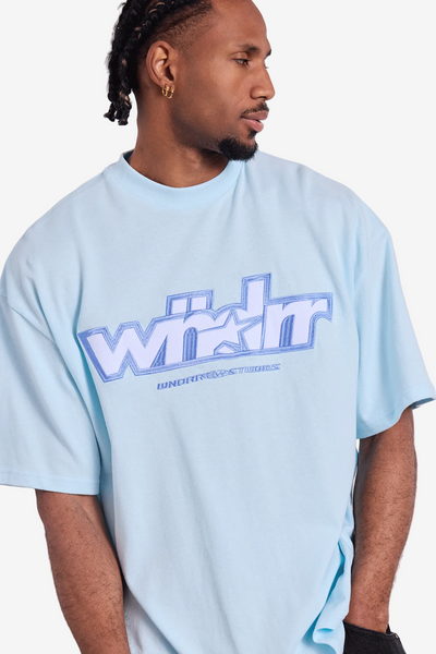 WNDRR Five Point Heavy Weight Tee Baby Blue detail