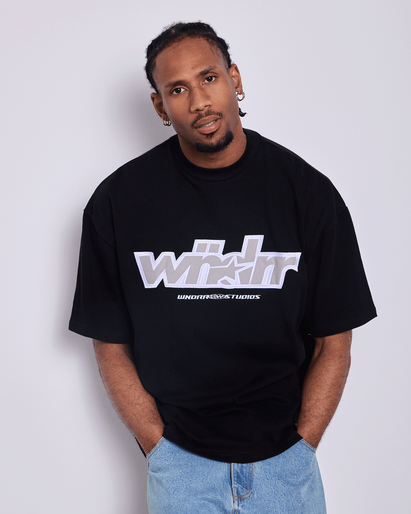 WNDRR Five Point Heavy Weight Tee Black detail