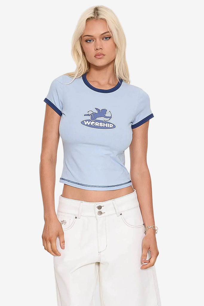 Worship Supplies Shadow Cherub Ringer Tee - Dream Blue