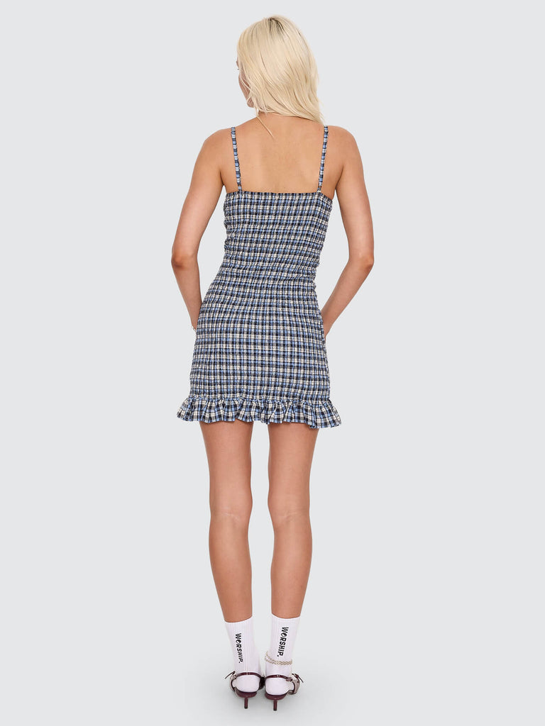 Worship Supplies Cherub Shirred Mini Dress - Blue Grey