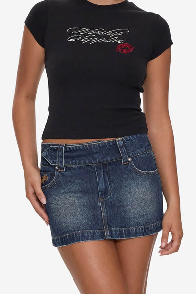 Kiss It Micro Skirt - Dirty Midnight Blue