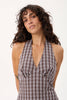 Afends Alexa - Halter Maxi Dress - Brown / Blue Check