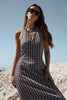 Afends Alexa - Halter Maxi Dress - Brown / Blue Check